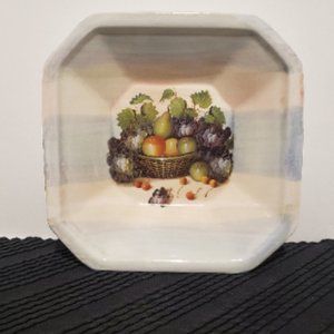 Ceramica Due Torri Fruit Bowl Italian  Square Vintage Serving Bowl